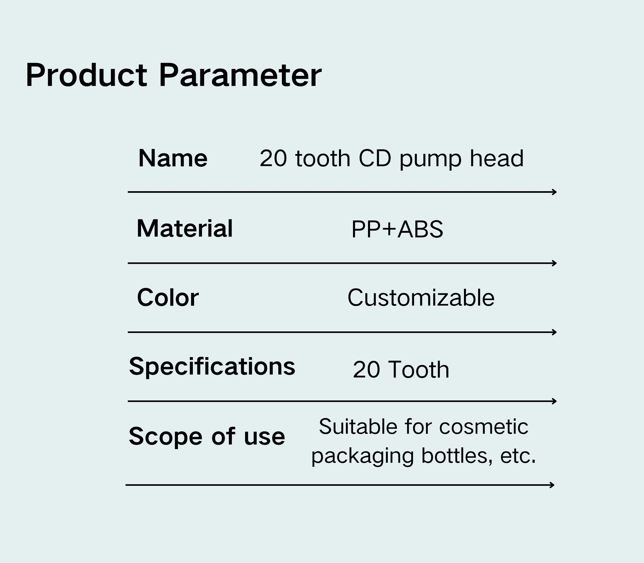 20-tooth CD Lotion Pump Head | Custom Cosmetic Packaging Supplier - Image 2