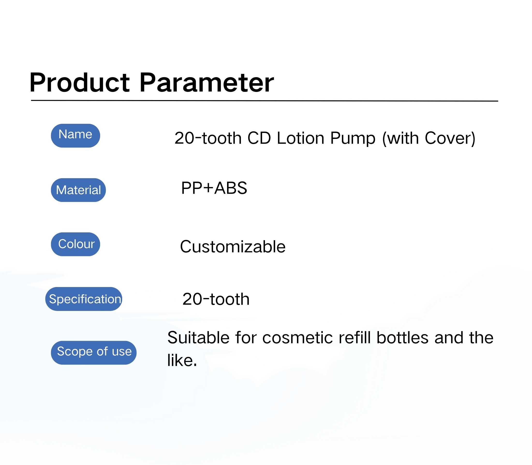 20-tooth CD Lotion Pump Head (with Cover) | Lotion Pump Cosmetic Packaging Manufacturer - Image 2